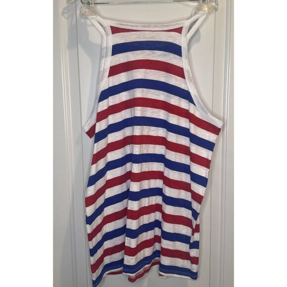 TORRID Heritage Red White & Blue Stripe Slub High Neck Tank Top America Sz 1X - Picture 2 of 7